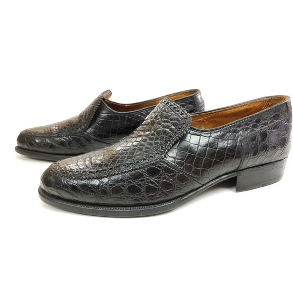 Vintage Stuart McGuire Slip-on Loafers Size 7.5 D Genuine Alligator Black Shoes main image 8